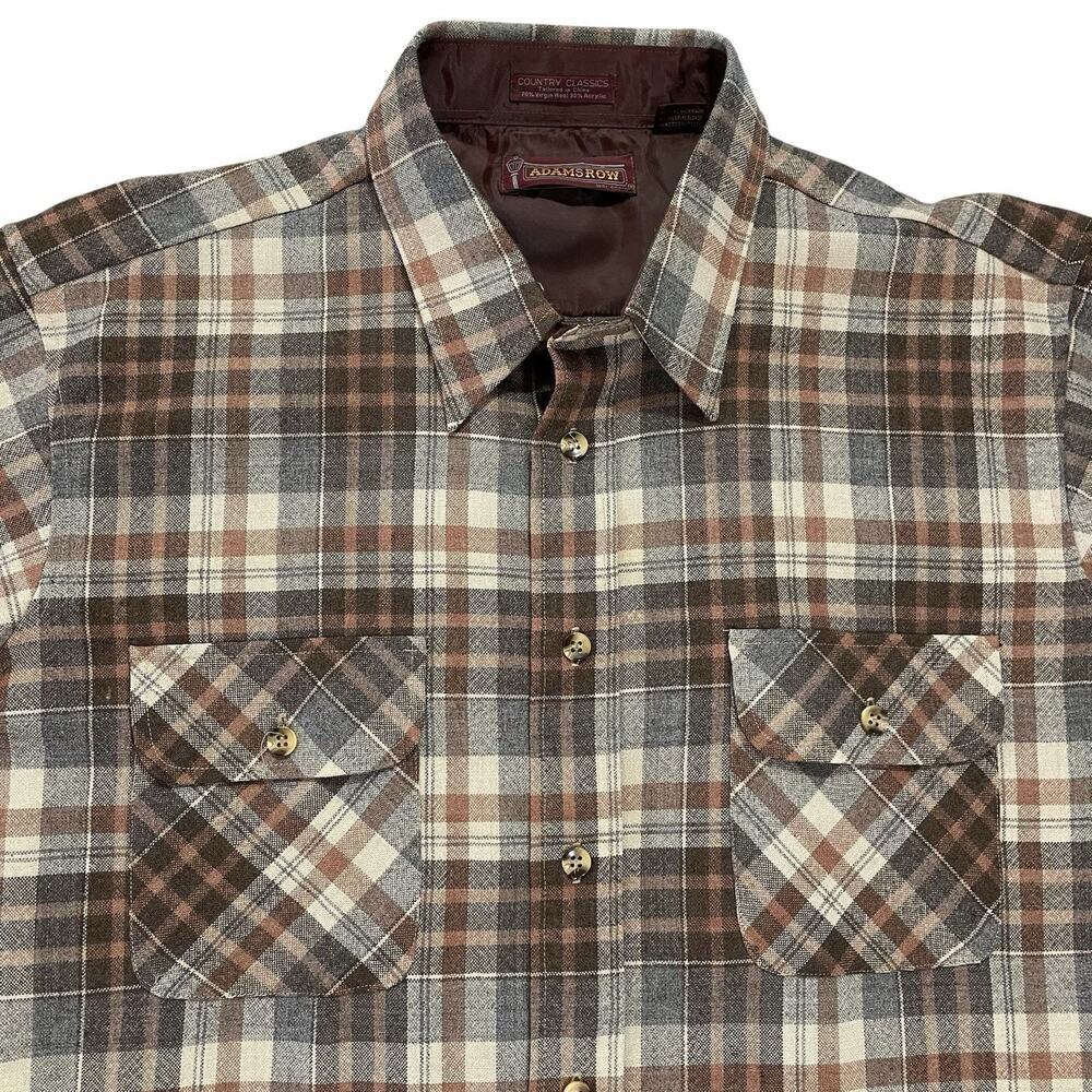 Adams‎ Row Country Classics Wool Blend Button Up Shirt Men's XL Vintage 90s